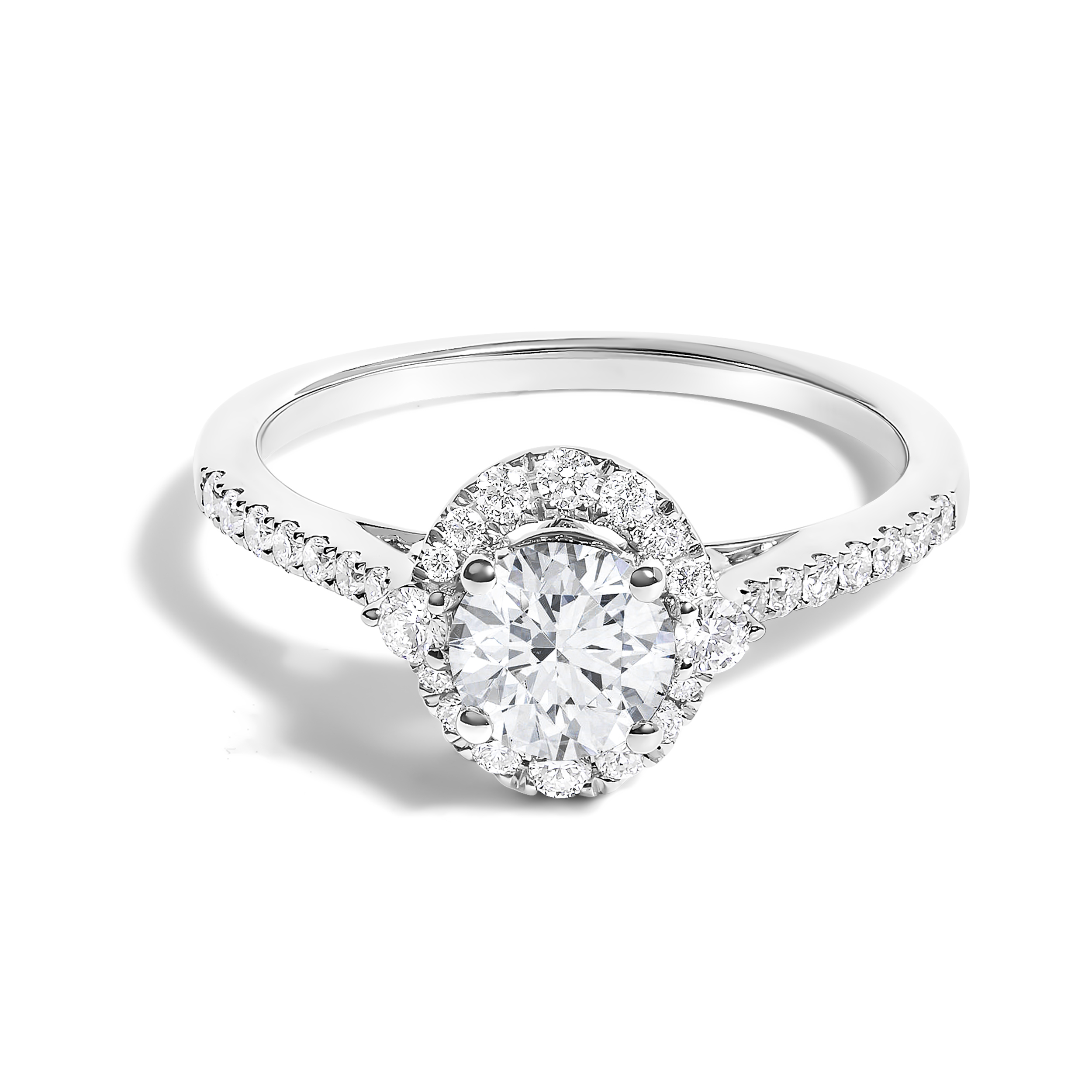 14k White Gold 100 Cttw Lab-Grown Diamond Oval Shaped Halo Engagement Ring 2303$